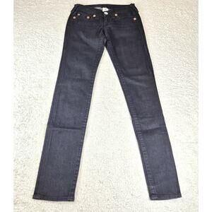 True Religion Stella Jeans Women's 26 Black Skinny Low Rise Stretch Made USA